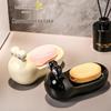 Creative Snail Ceramic Soap Dish with Water Filter for Bathroom