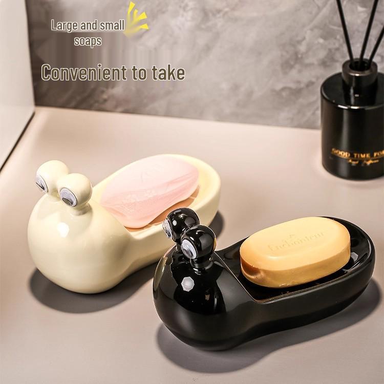 Creative Snail Ceramic Soap Dish with Water Filter for Bathroom