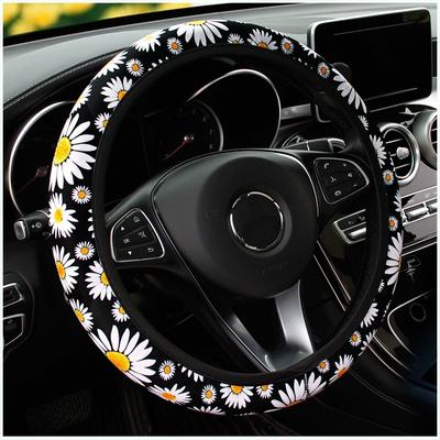 1PC 37-38cm Daisy Flower Car Interior Decoration Knitted Sunflower Steering Wheel Cover Universal Car Accessories Wheel Cover Without Inner Ring