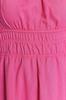 Women's Style Dress Fuchsia Skater Midi Woven Dress with Balloon Sleeves Opening At the Waist