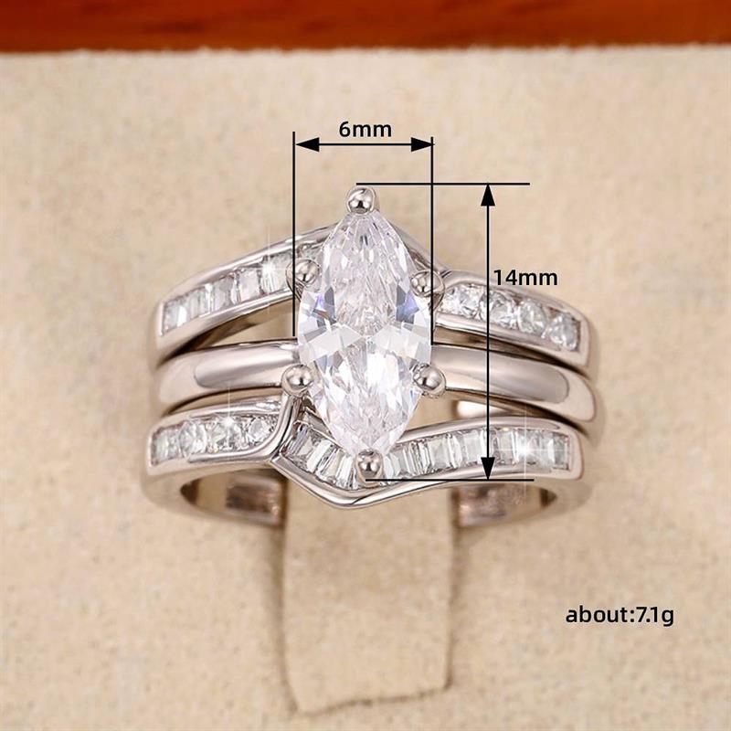 Huitan Fancy s/Set Ring for Women CopperColor Inlaid Shining Marquise CZ Fashion Wedding Party Luxury Accessories Jewelry