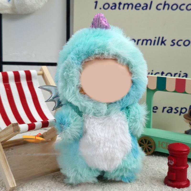 17cm Doll Clothes For Labubu Cute  Dinosaur Elephant Cat Plush Suit Jumpsuit Kawaii Headwear Doll Dress Up Game Decor For Gift