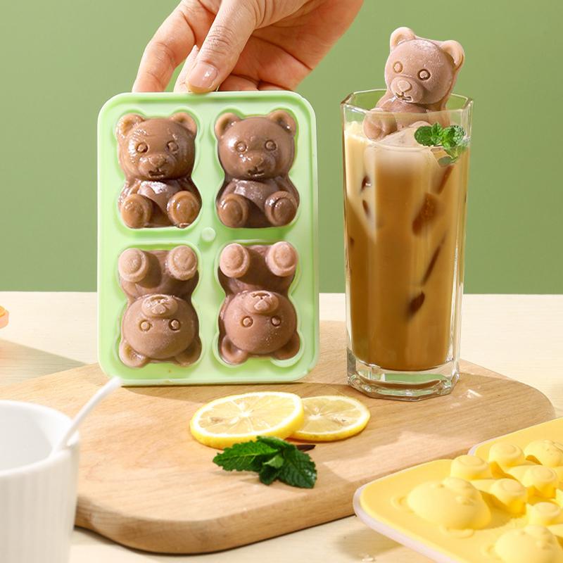 Bear-Shaped Ice Cube Mold Silicone Ice Tray Bear-Shaped Coffee/Milk Tea Ice Mold