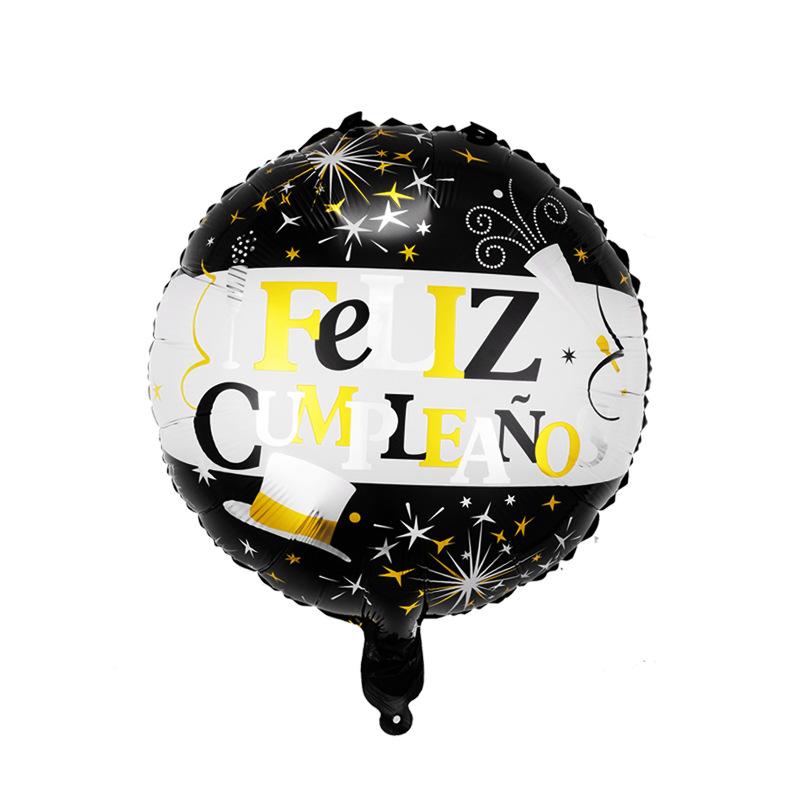 18 Inch Spanish Happy Birthday Round Aluminum Film Balloon Spanish Birthday Party Decoration Balloon