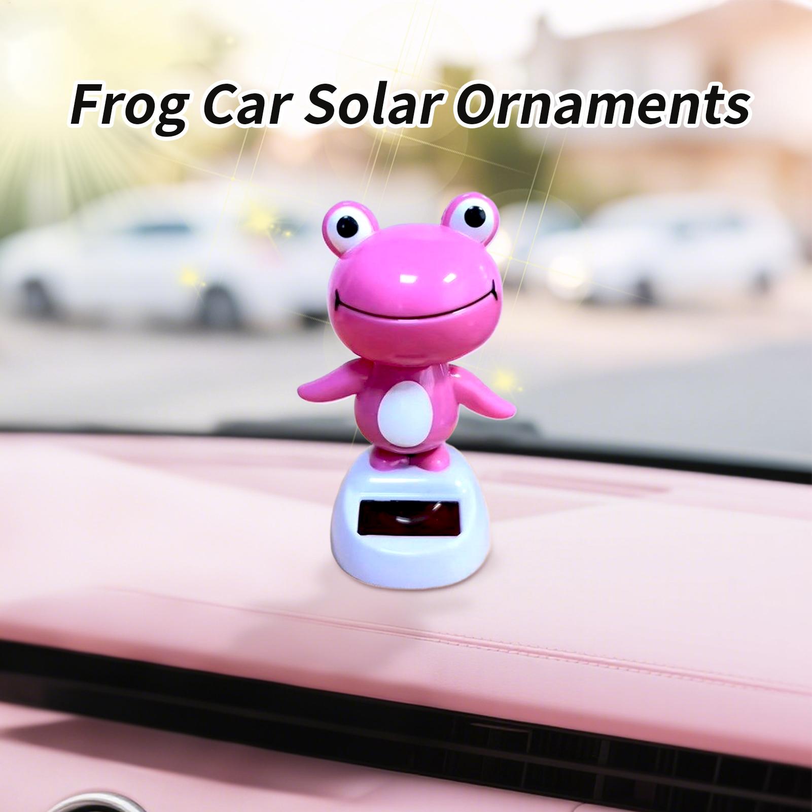 

Pink Cute Frog Solar Bobbleheads Solar Powered Shaking Head Dancing Car Ornament Shaking Head Dashboard Decor CN