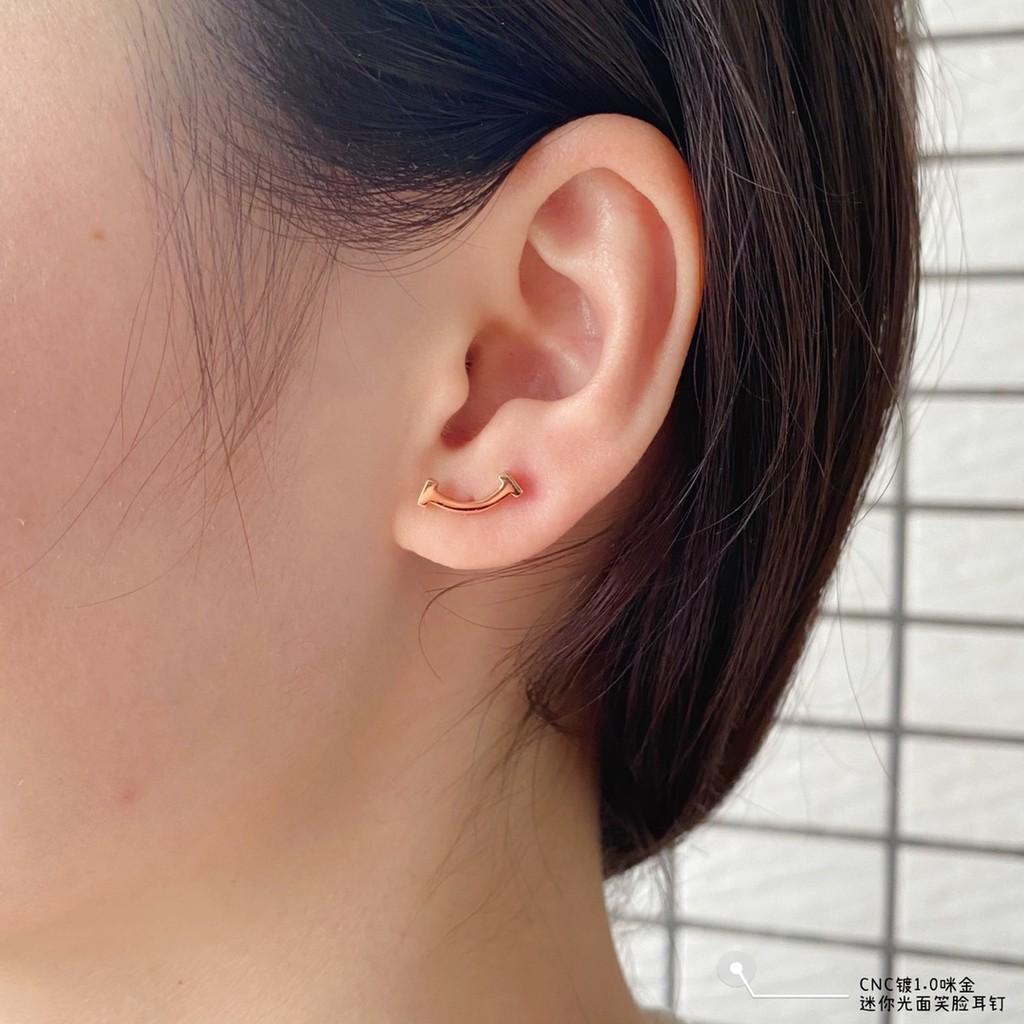 Blumenohrringe Glücksklee Reinsilberohrringe V Metallmaterial Originallogo Galvanisierung 18K Diamantbesetztes lächelndes Gesicht