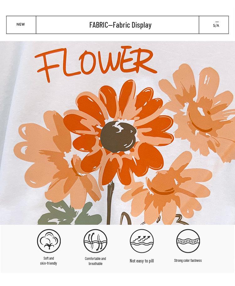 Plus Size Loose Fit Mid-Length Round Neck T-Shirt for Women (Short-Sleeve, Slimming, Belly Covering, Available In Sizes 200/300/350 Jin)