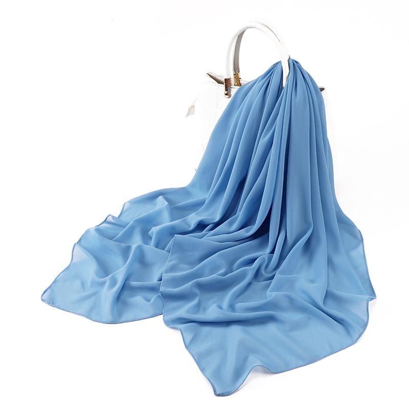 Muslim Chiffon Hijab Scarf for Women Big Solid Color Head Wrap for Women Hijabs Scarves Ladies Muslim Veil Jersey Hijabs Turban
