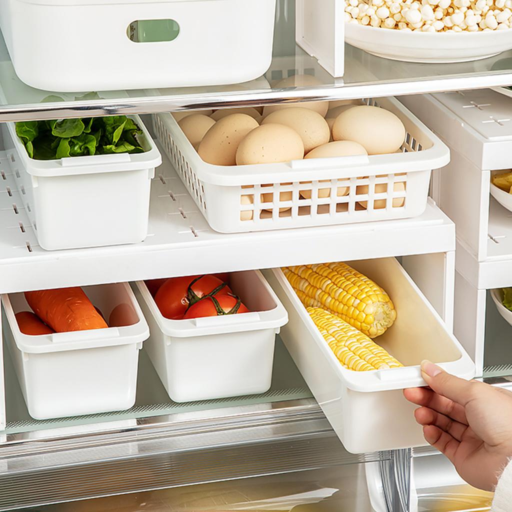 Plastic Storage Rack Refrigerator Layered Separator Shelves With Detachable Partition Kitchen Food Storage Basket