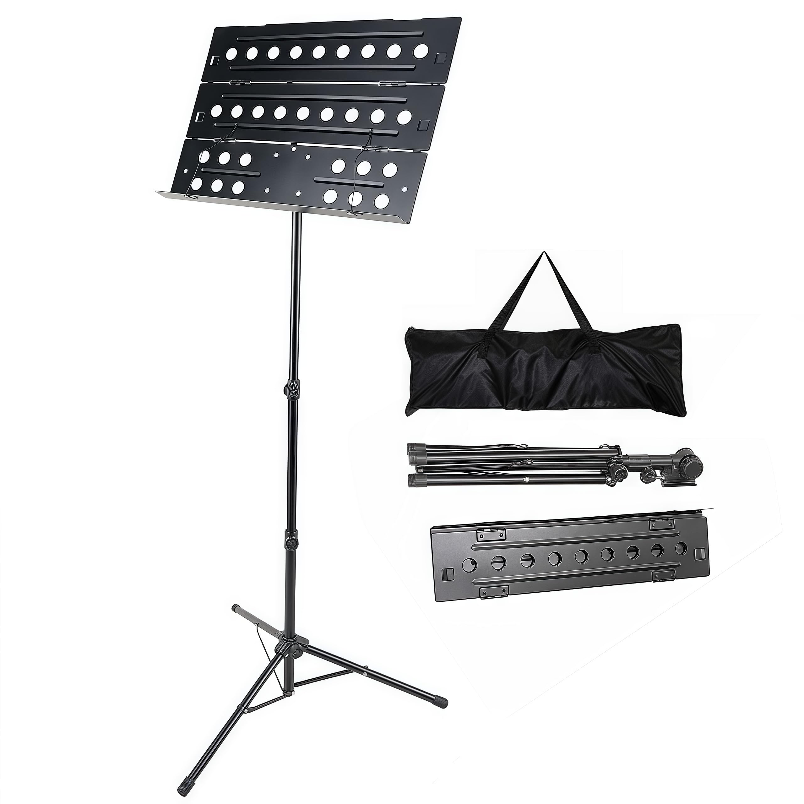 

Foldable Music Stand with Tri-Fold Panel Design, Includes Storage Bag, Music Stand, Menu Stand, Tripod, Music Stand, Adjustable Height: 79-142cm