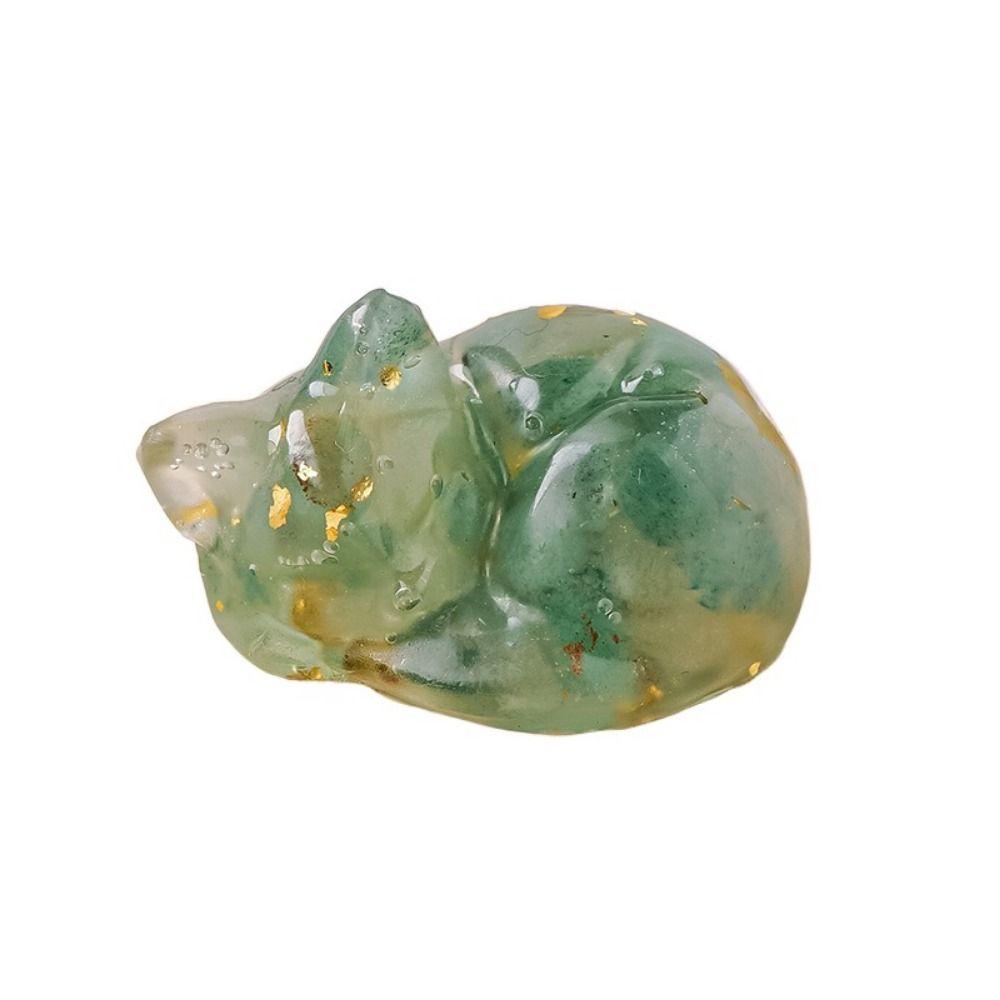 

Животное Спящий Кот Украшения Милый Натуральный Кот Макадам Кристалл Спящий Кот Предметы Домашнего Обихода зелёный