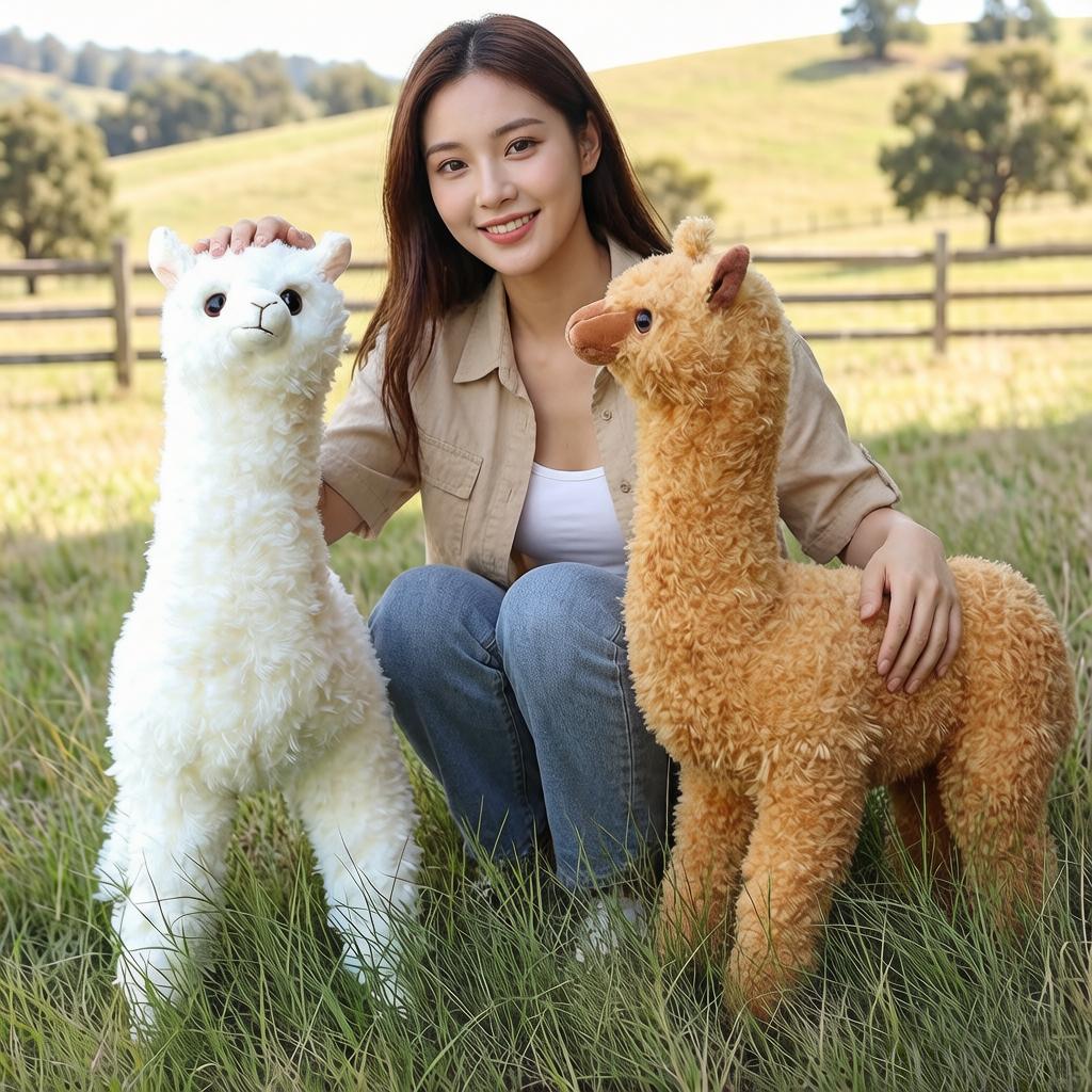 Favorite Toy Unisex Brown/White 38Cm Alpaca Doll Plush Toy Standing Simulated Grassland Animal Plushie Home Decor Gift