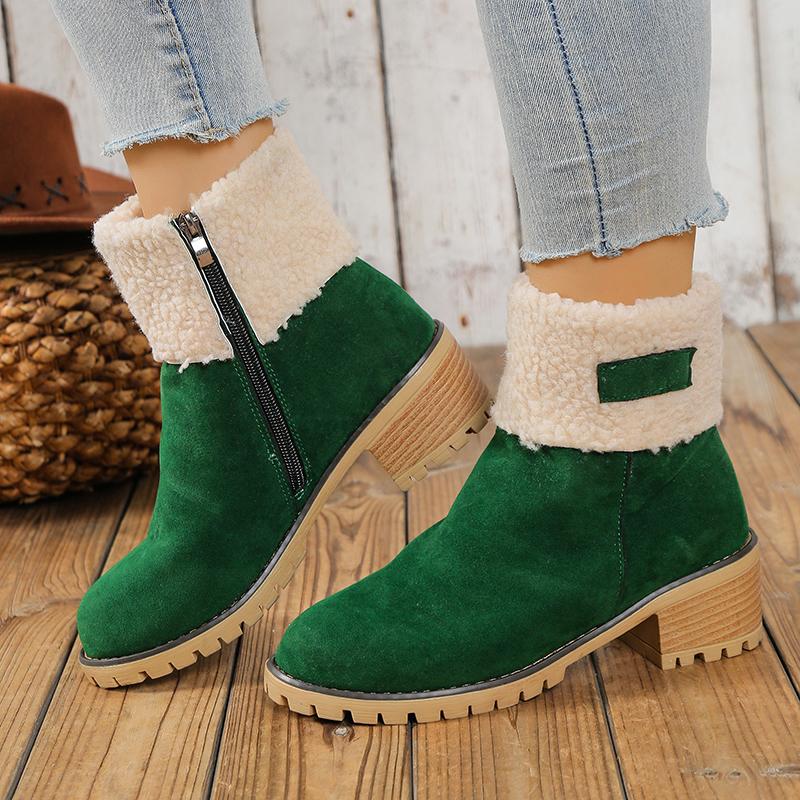 Fashionable Popular Elegant and Thick Heel Snow Shoes New Winter Round Toe Casual and Comfortable Velvet Women's Boots