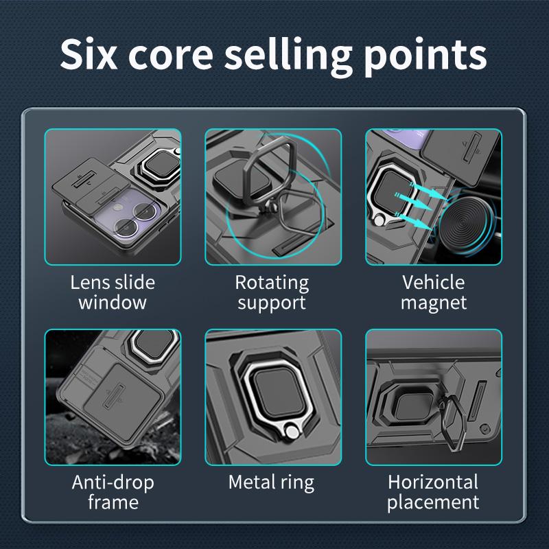 Armor Shockproof Case For OPPO A40 4G A40M A60 A80 5G A3 Pro A3x Protective Cover Magnetic Ring Stand Holder Coque Fundas Capa