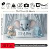 2D Boy Baby Shower Banner, Blue Elephant & ABC Blocks Decoration Background