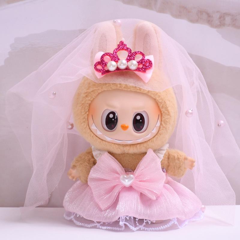 

Виниловый бокс-сюрприз Лабубу второго поколения: Милый детский юбочный костюм Pink Wedding Dress + Veil