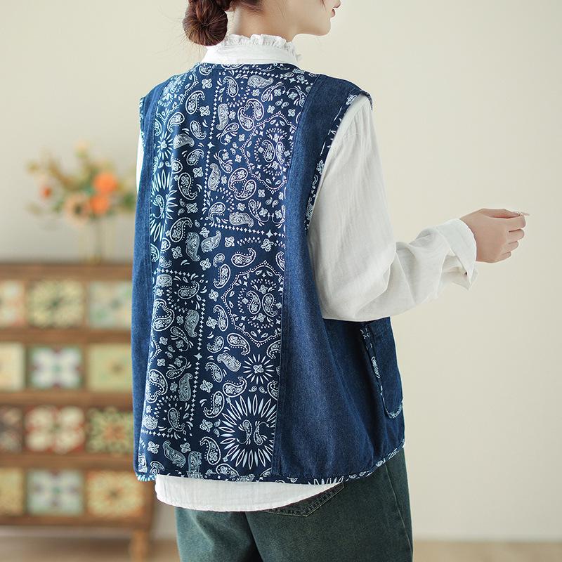 2024 Ethnic Style Printed Sleeveless Vest - Japanese Versatile Loose Fit