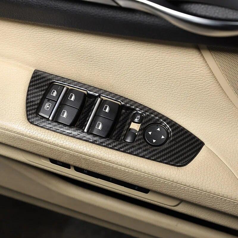 For BMW 7 Series F01 F02 G11 G12 ABS Silver/Carbon Fiber Car Window Lift Switch Button Frame Cover Trim Stickers Car Accessories