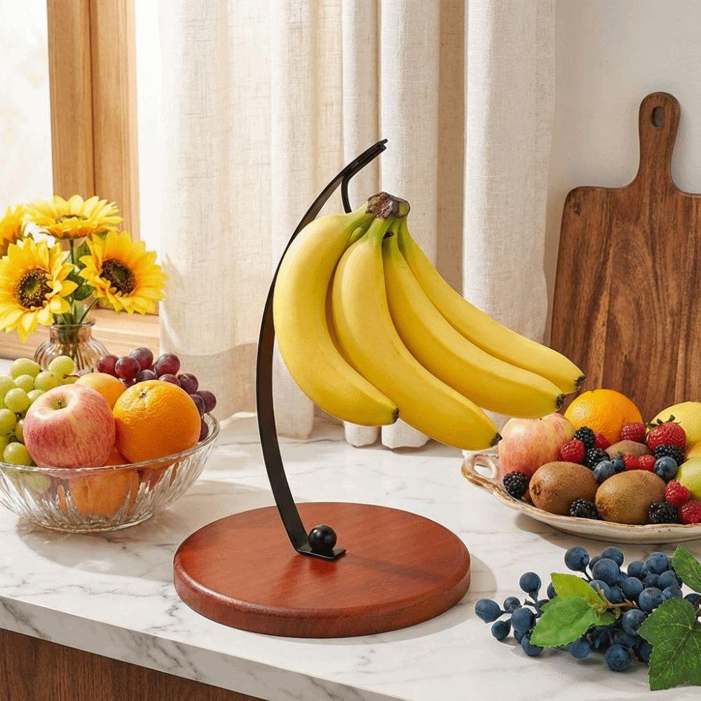 Stable Stand Banana Hanger Rack With Wood Base Fruit Storage Holder Grape Stand  Food Display