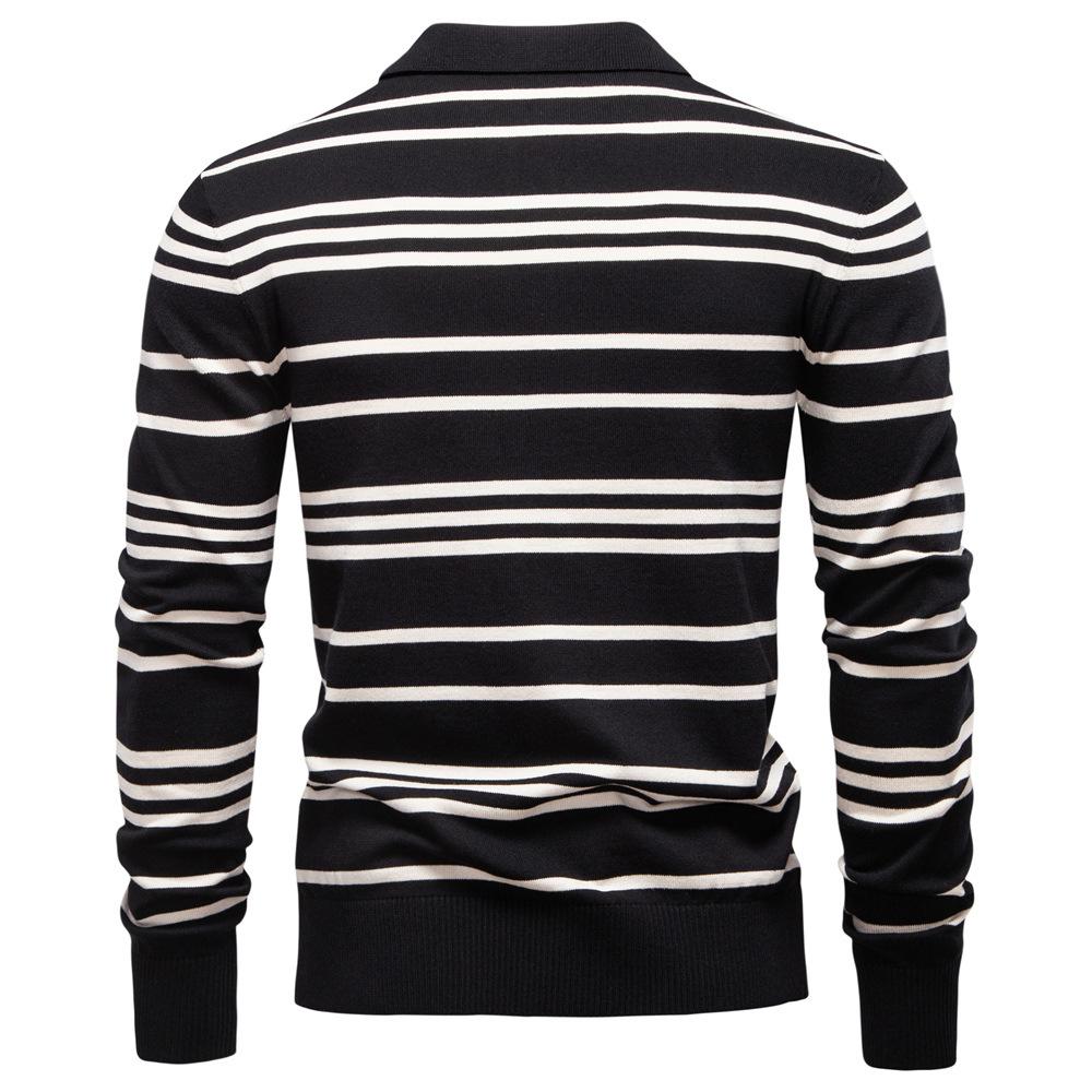 Polo Ralph Lauren 2025 Autumn/Winter Embroidery New Large Collar Men's Striped Sweater Polo Collar Knitted Sweater Men