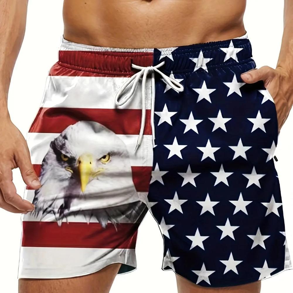 Pantaloncini da Bagno con Stampa Bandiera Americana Estivi da Uomo Pantaloncini da Spiaggia Traspiranti Corti Asciugatura Rapida Pantaloncini Sportivi Jogging Uomo Pantalone Corto