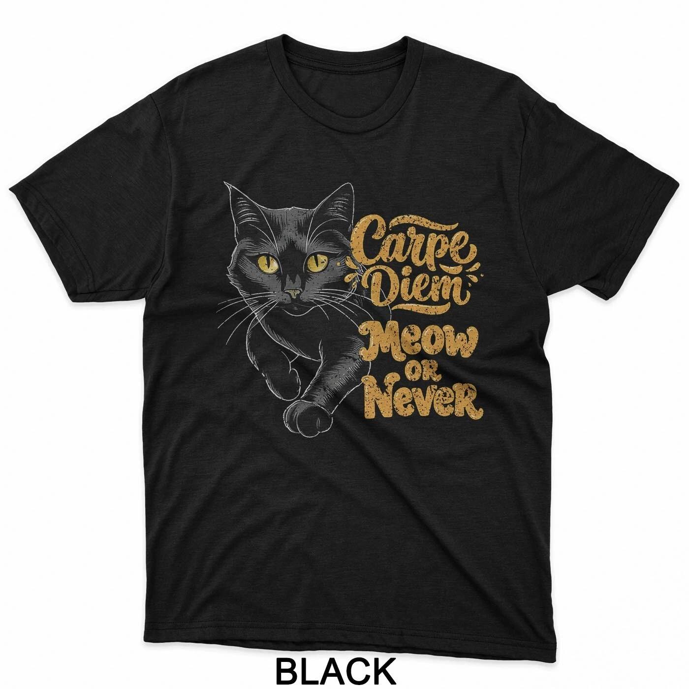 

Black Cat Carpe Diem Cat Lover Latin Cute Cat T-Shirt M