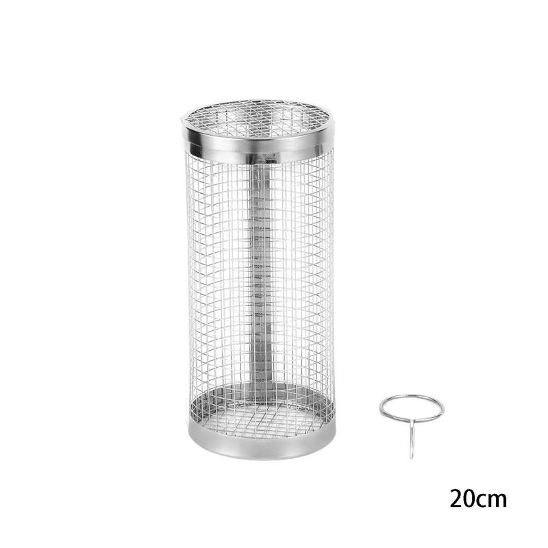Round Barbecue Basket Stainless Steel Rolling Barbecue Basket Portable Round Outdoor Camping Barbecue Grill Vegetables, Fish