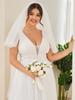 Ever-Pretty Plus Size Women's Empire Waist Sleeveless Double V-Neck Lace Sheer A-Line Tulle Wedding Dresses