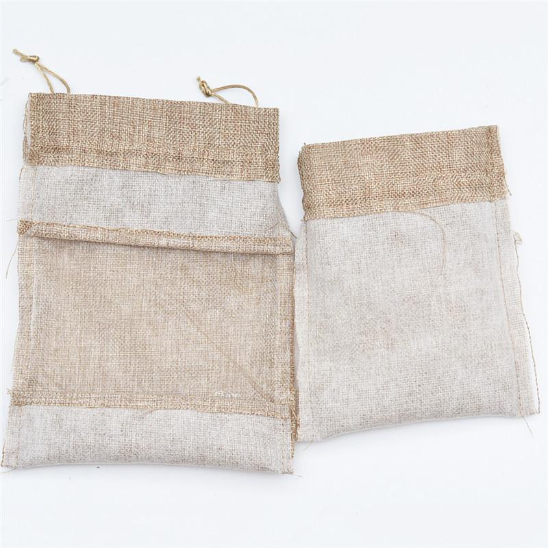 12pcs Single-sided Window Linen Bag Linen Drawstring Bag Cosmetic Jewelry Packaging Bag Lavender Mosquito Repellent Sachet Cloth Bag Drawstring Bag