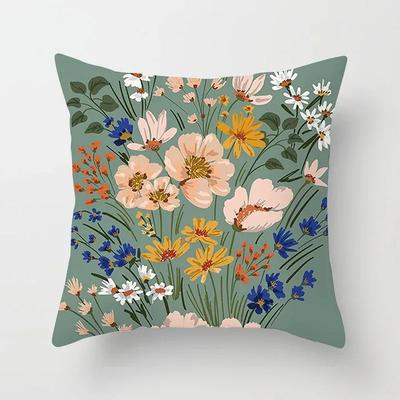 Housse de Coussin de Canapé de Bureau Imprimé Floral Fleur Housse de Coussin Simple Produits Ménagers