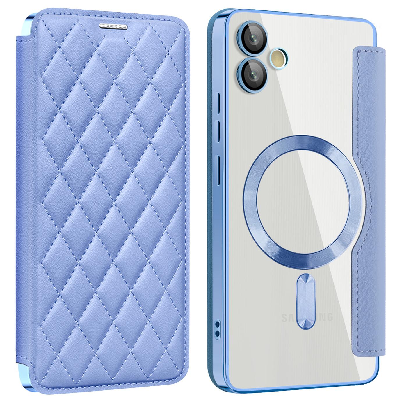 

For Samsung Galaxy A05 4G Magnetic Case RFID Blocking Card Holder PU Leather Phone Cover Blue