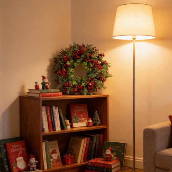 Artificial Red Berry Wreath Indoor Outdoor Front Door Wall Hanging Christmas Holy Berry Garland Holiday Party Decoration Ornament