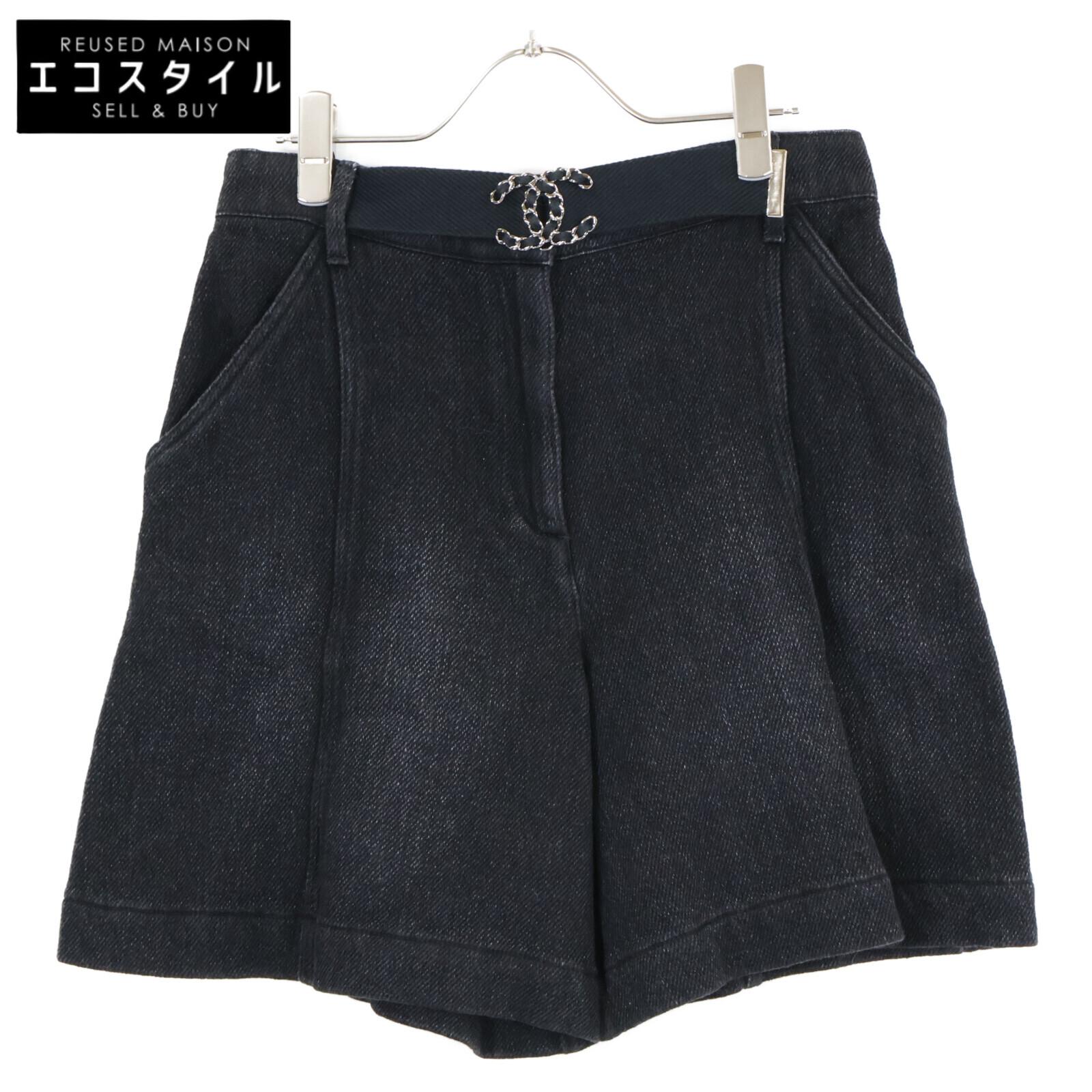 

CHANEL 2019 Belt-integrated Shorts Bottoms 38 blackUsed