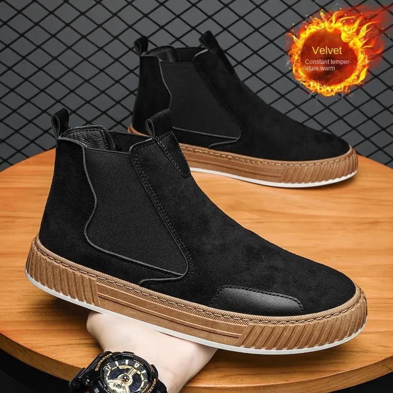 Men's Casual Boots Fashion Platform Sneakers Winter Cotton Shoes for Men Soft Sole Ankle Boots Outdoor Men's Athletic Shoes 2025