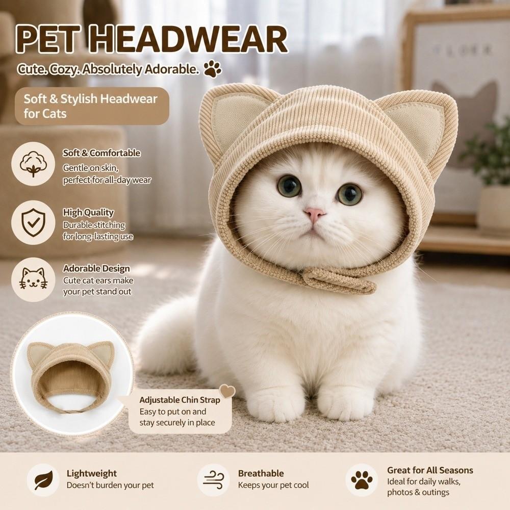 Lightweight Pet Headgear Adjustable Velcro Sun Protection Hood Windproof Pet Hat Photo Headwear
