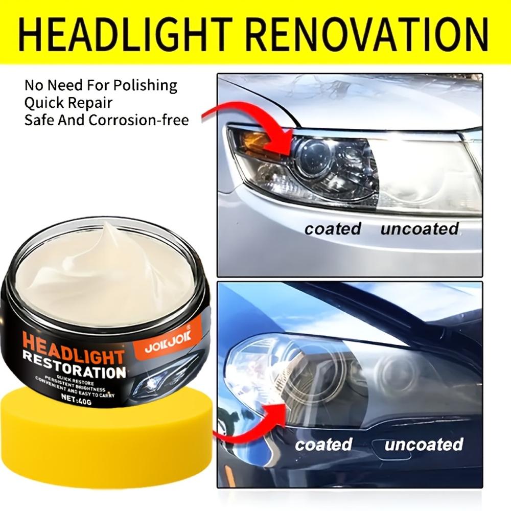 Scheinwerfer-Restaurationsset - Gelbe Verfärbungen erneuern, Kratzer- und Trübungsreparatur, Helligkeit sowohl der vorderen als auch der hinteren Scheinwerfer wiederherstellen, Einfach A