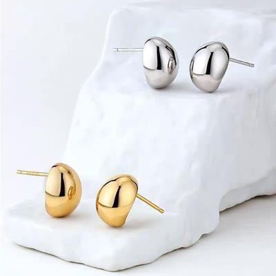 1Pair Simple Alloy Gold Color Earrings Korean Style  For Girls Jewelry