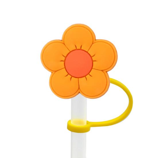 8Pcs 8-10MM Cover Flower Straw Food Grade Silicone Reusable Dust-proof Cute Universal Mini