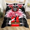 Japanese Samurai Bedding Set Full Size Cherry Blossoms Comforter Cover Red Sun Hokusai Duvet Cover Fuji Mountain Quilt Cover