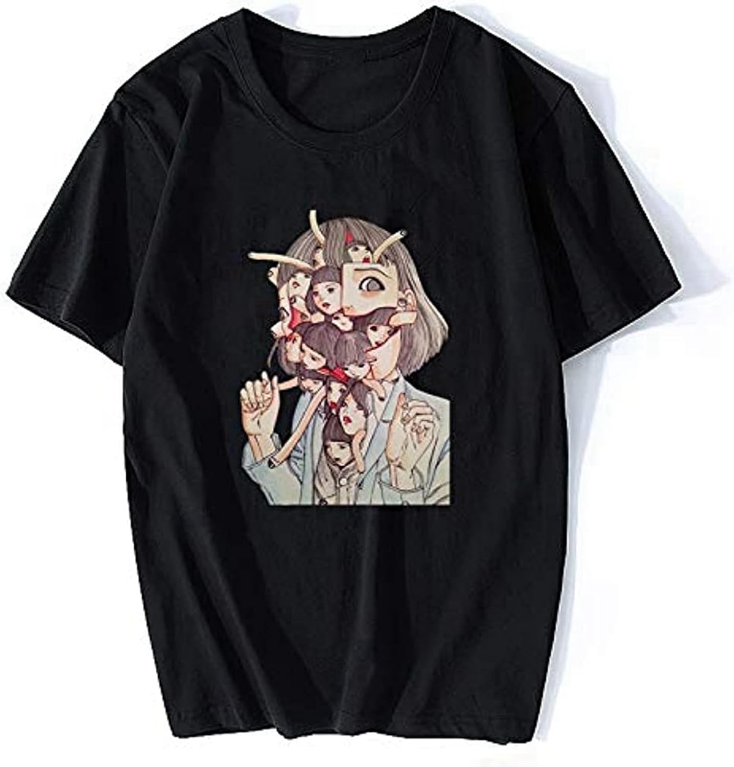 Men s Man Manga Junji Ito T Shirts Shintaro Kago Girl Tees Shirt Top Design Short Sleeved M чёрный