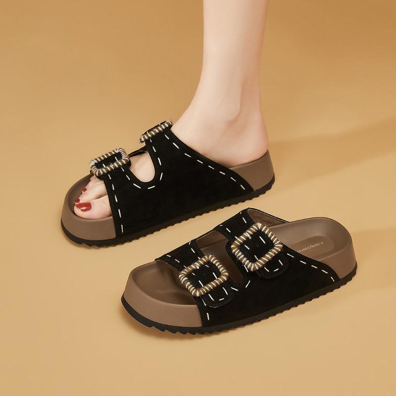 

Beach Casual Non-Slip Open Toe Big Toe Slippers Versatile Cutout Roman Soft Sole Platform Sandals 40 чорний