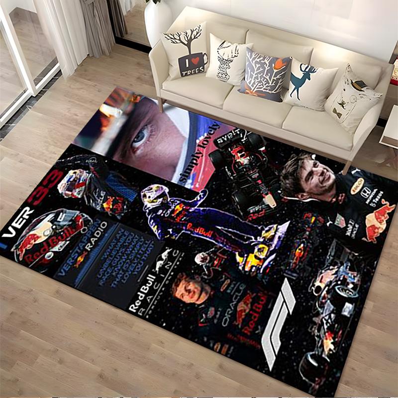 F1 Racing Theme Collage Rug" Non-slip Rug Suitable for Living Room and Bedroom Sofas.