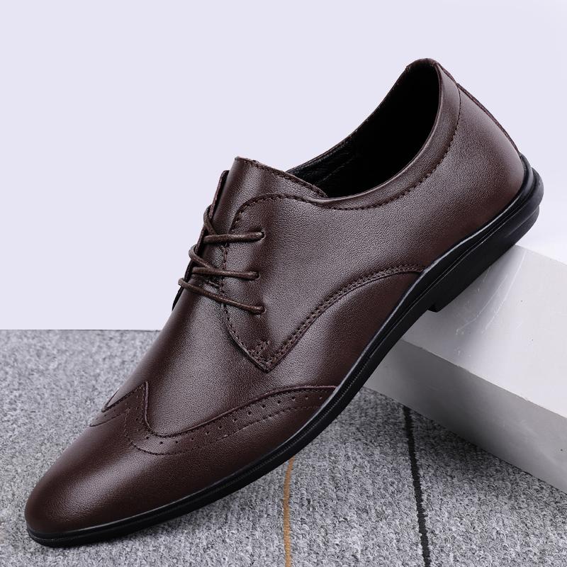 Genuine Leather Business Shoes Men'S Formal Gentleman'S Suit Shoes Luxury Oxfords High Quality Brogue Casual Italian Man Shoes