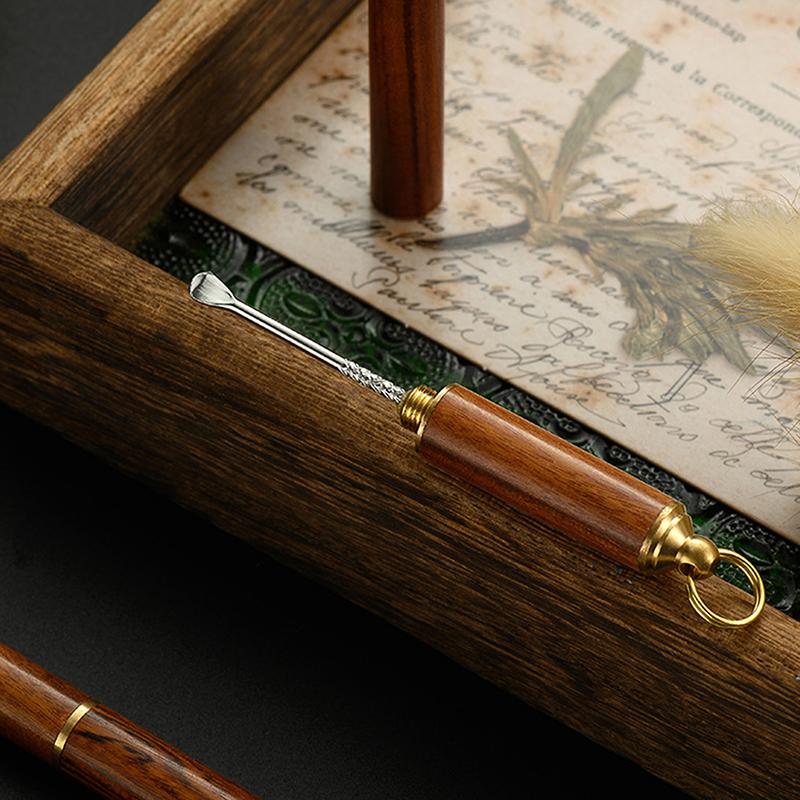 Portable Solid Wood Mini Ear Cleaner Keychains Ear Wax Removal Tool Earpick Cleaning Ears Ear Spoon Attached Key Ring With Cover