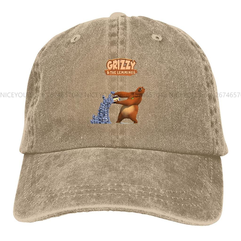 Casquette de Baseball Lavée pour Homme Casquettes Snapback de Camionneur Drôles Casquette Papa Grizzy Et Les Lemmings Casquettes de Golf