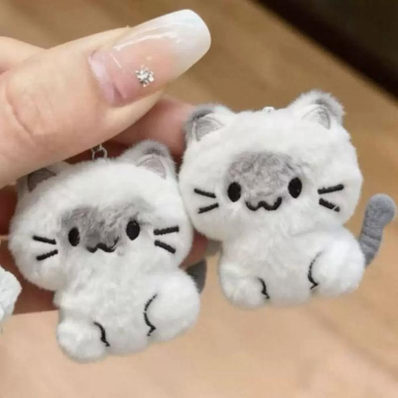 Cute Black Cat Pendant Plush Cartoon Kitten Doll Keychain Backpack Schoolbags Keyring Charm Accessories Party Fevor Gifts
