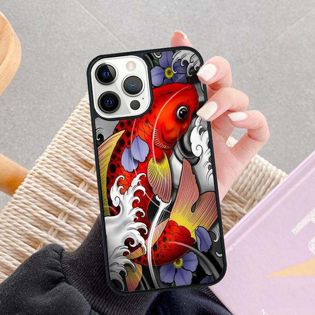 Tattoo Japanese Koi Dragon Wave Phone Case For iPhone 17 Air 13 12 14 15 16  Cover For Apple Pro Max Plus SE Coque