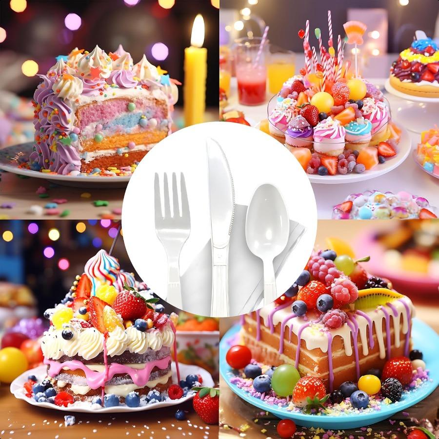 Plastic Utensils Silverware Wrapped Combo Set Bulk Variety Pack Disposable Cutlery Party Supply Heavy Duty Forks Spoons Knives