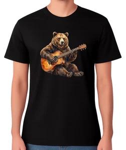 Bear Playing Guitar T Shirt Funny Music Animal Graphic Unisex Tee 4XL