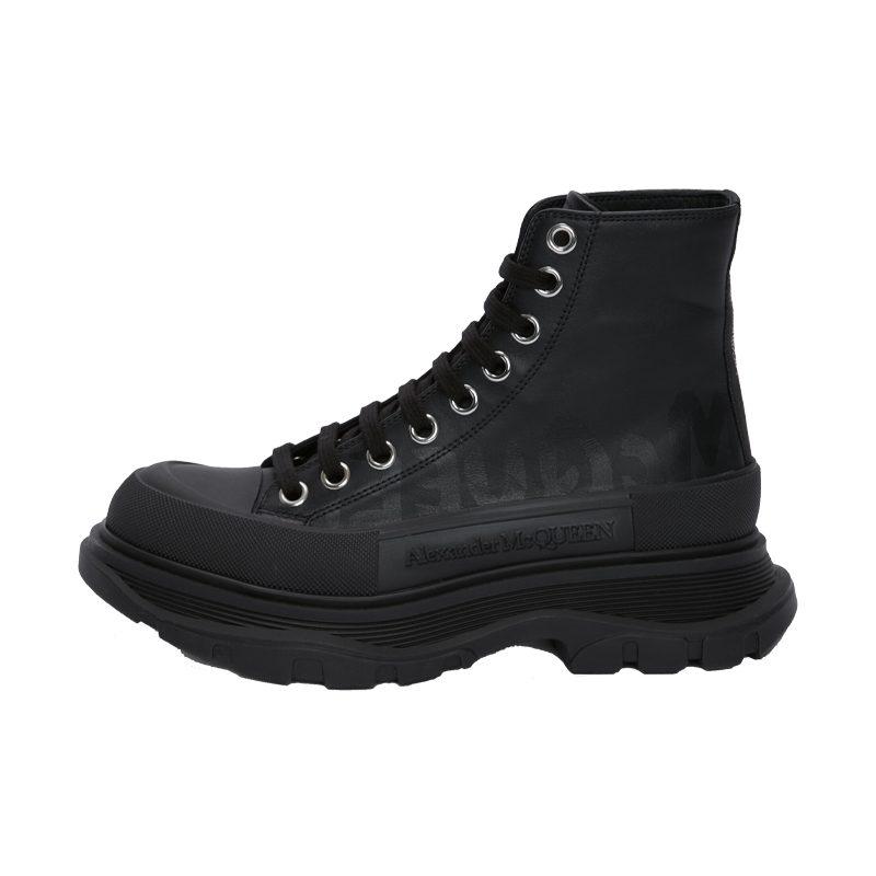 Alexander Mcqueen Tread Slick Boot Graffiti Black Black Women's 676718W4RQ21000